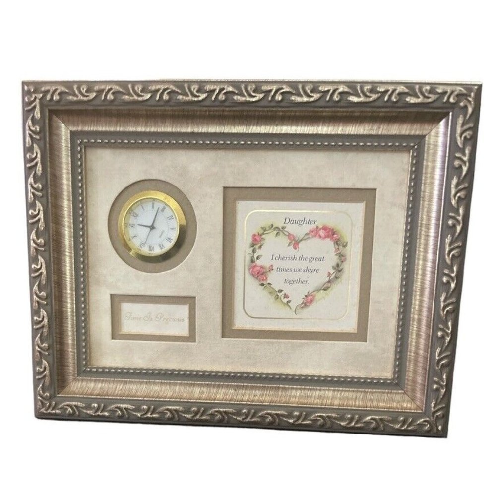 Sandy Lynam Clough Art Clock Daughter Time‎ Is Precious 9" x 7” Framed Keepsake
